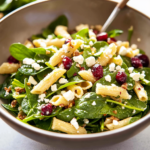 Spinach Pasta Salad with Feta and Cranberries