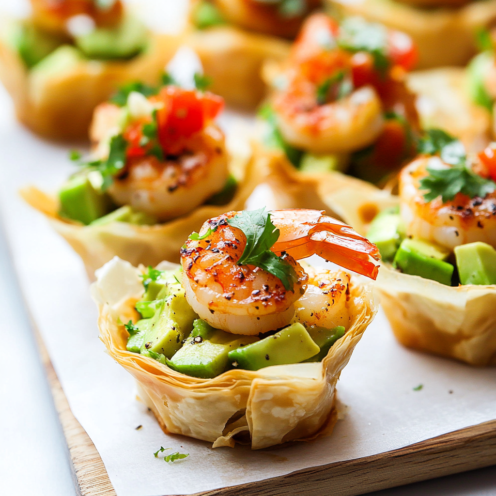 Spicy Shrimp & Avocado Phyllo Cups