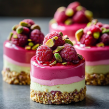 Raspberry Pistachio Mousse Cakes