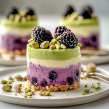 Pistachio & Blackberry Cheesecake Towers