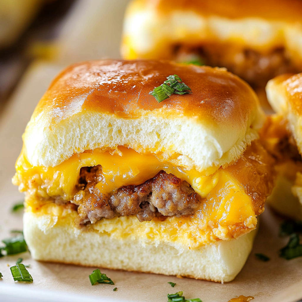 Cheesy Sausage Egg Breakfast Sliders