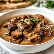 Creamy Crockpot Beef Tips & Mushrooms