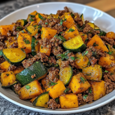 Ground Beef Zucchini Sweet Potato Skillet